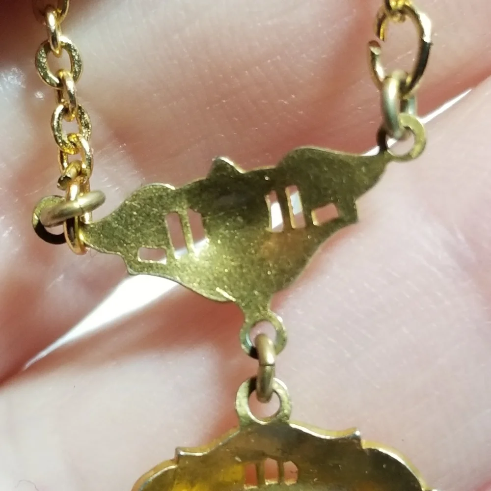 Vintage Art Deco necklace yellow gem gold tone faceted 1920s 1930s Gatsby